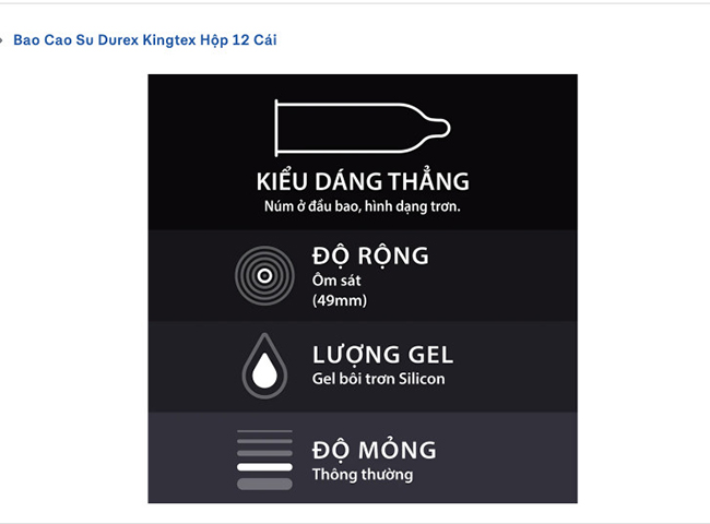 Condom Durex Kingtex cấu trúc