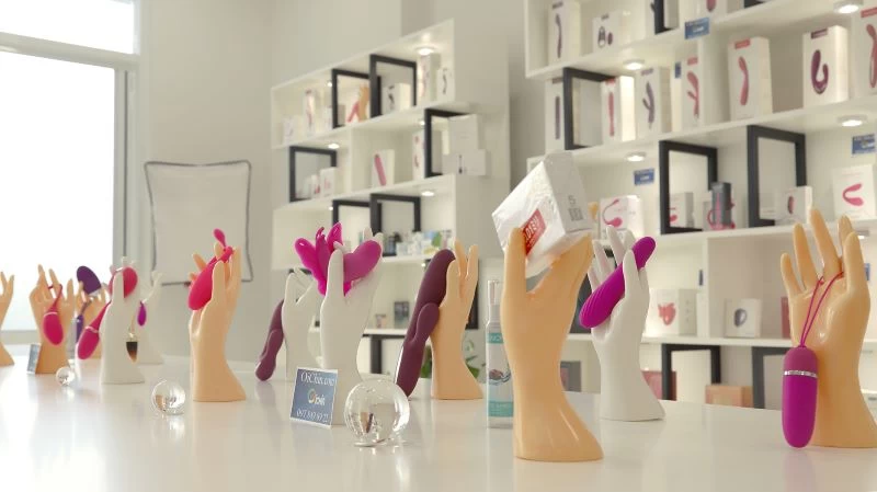 Cửa hàng sextoy hiện đại với nhiều sản phẩm trưng bày