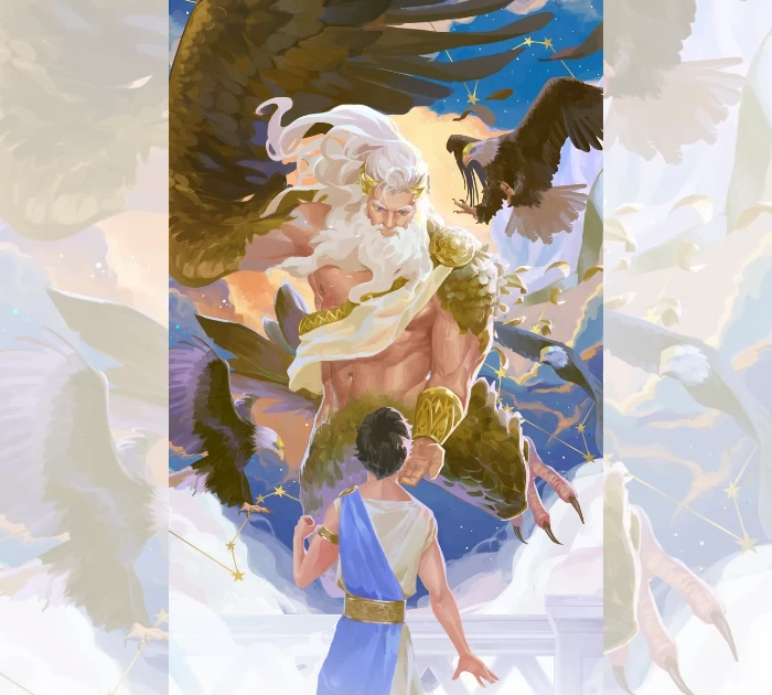 Zeus (hóa thân thành Đại bàng) bắt cóc Ganymede, người tình trẻ đẹp nhất