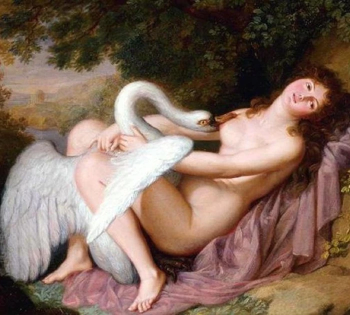 Zeus hóa thân thành Thiên Nga quyến rũ nàng Leda trong thần thoại Hy Lạp