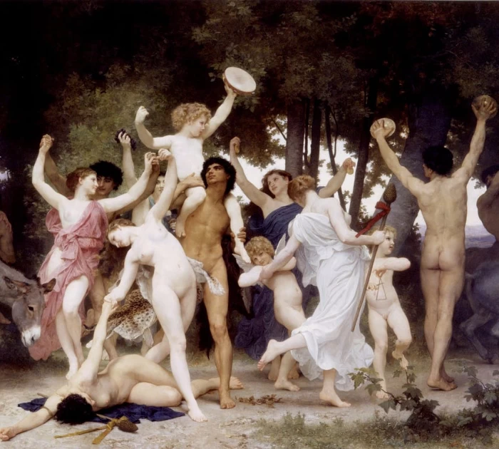 Những người tham gia lễ hội Dionysia, nhảy múa và giao phối tự do trong cơn say