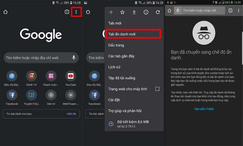 Chế độ ẩn danh và bảo mật thông tin cá nhân 