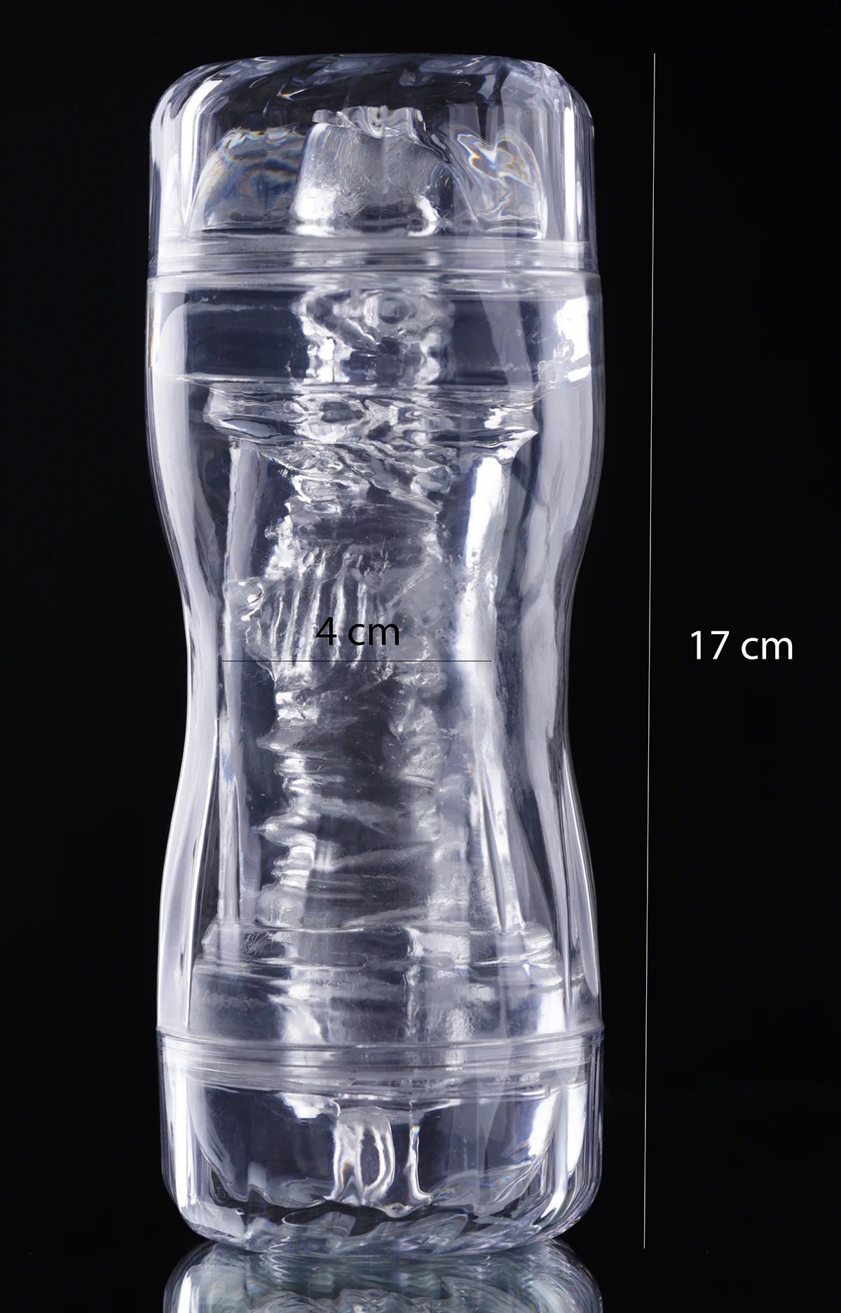 Ảnh thông số kích thước của Cốc thủ dâm trong suốt ice crystal 2 đầu