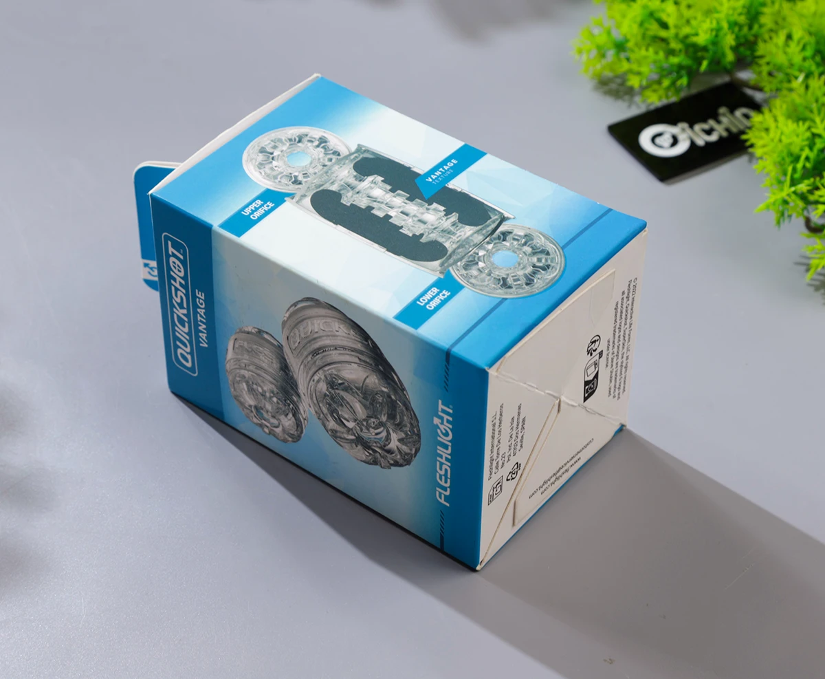 Hộp đóng gói Cốc thủ dâm Fleshlight Quick Shot Vantage màu xanh