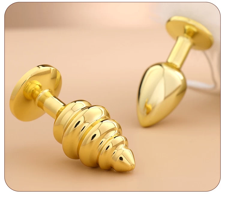 Phích cắm hậu môn xoắn ốc Inox mạ vàng cao cấp