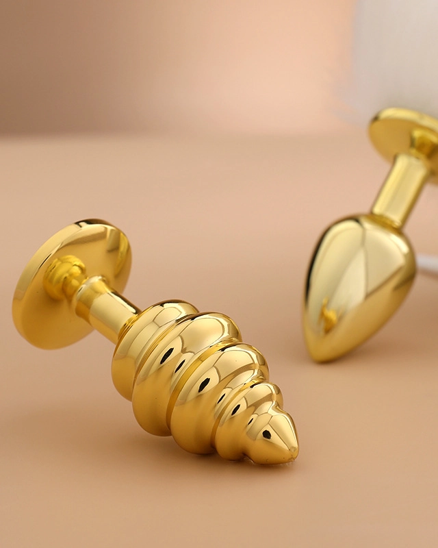 Phích cắm hậu môn xoắn ốc Inox mạ vàng cao cấp