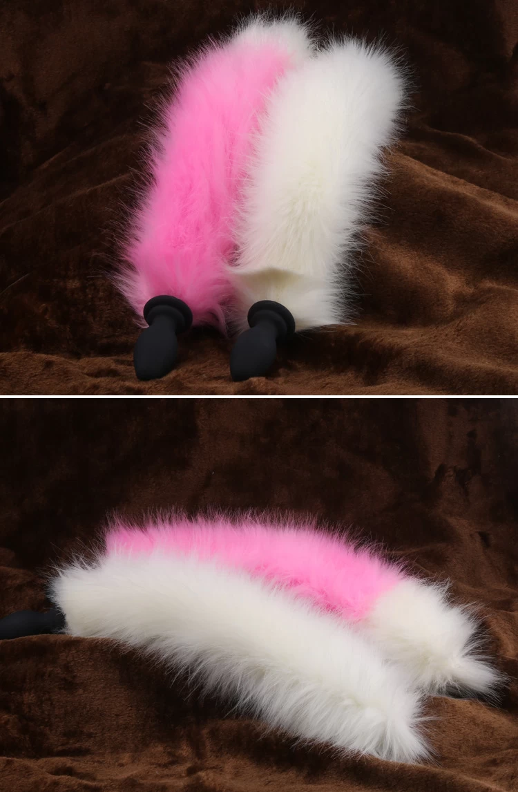 Đuôi cáo Cosplay hồng trắng