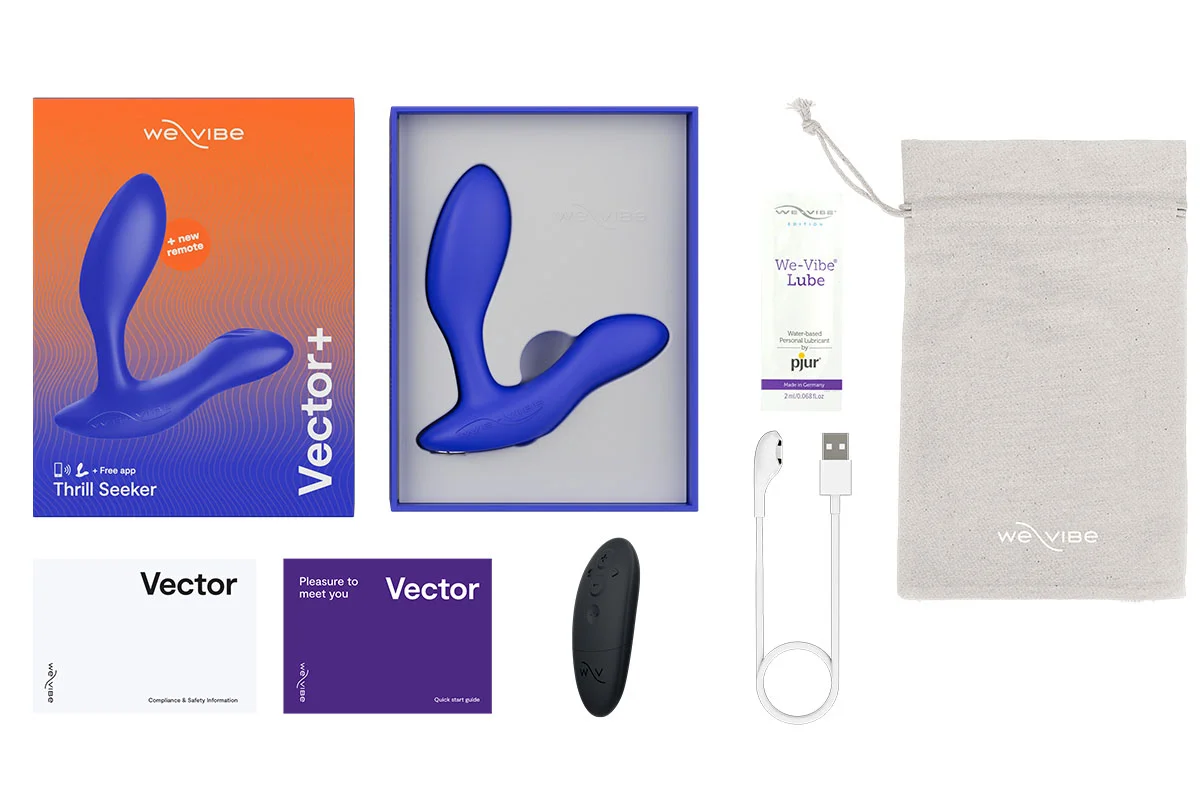 Bộ đầy đủ máy massage tuyến tiền liệt We-vibe Vector + kèm phụ kiện