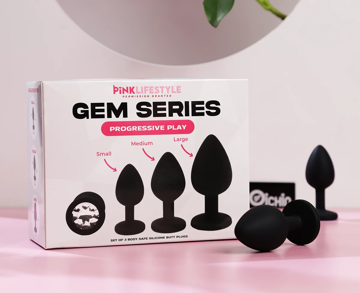 Hộp bao bì Bộ 3 phích cắm silicone Pink Lifestyle Gem Series