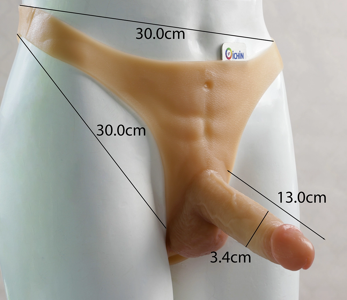 Ảnh thông số kích thước của Dương vật giả dạng quần Manmiao W39