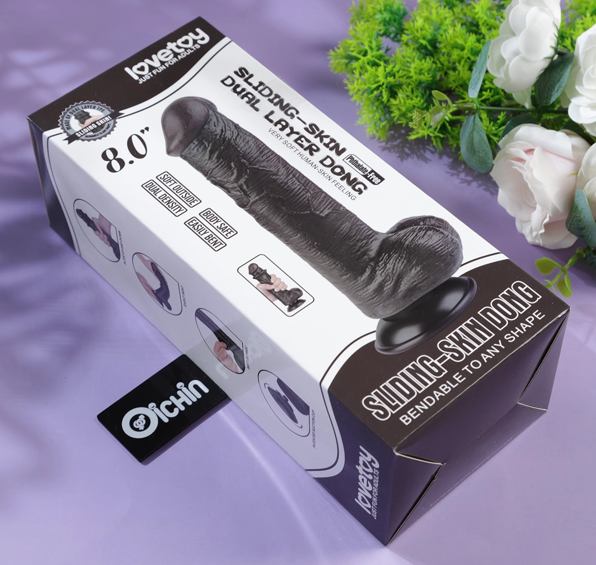 Vỏ hộp Lovetoy Sliding-Skin 8 inch màu đen