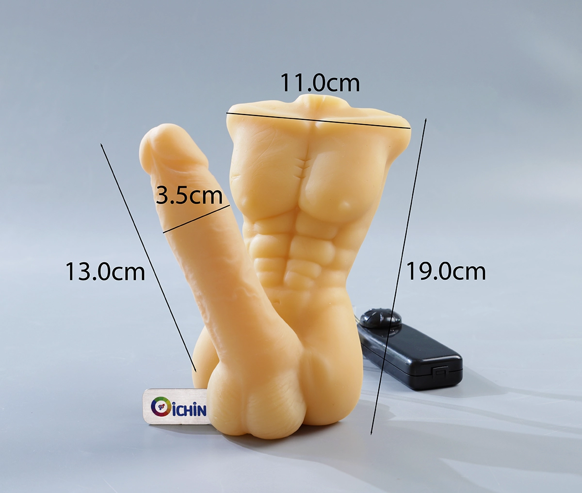 Ảnh thông số kích thước của Dương vật giả bán thân búp bê Bigger Man rung