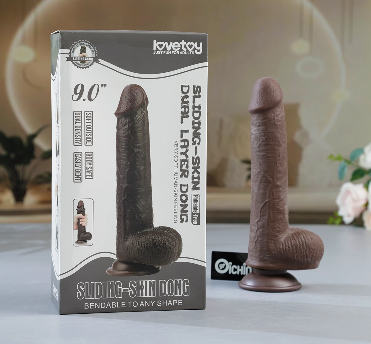 Vỏ hộp Lovetoy Sliding-Skin 9 inch màu đen cỡ lớn