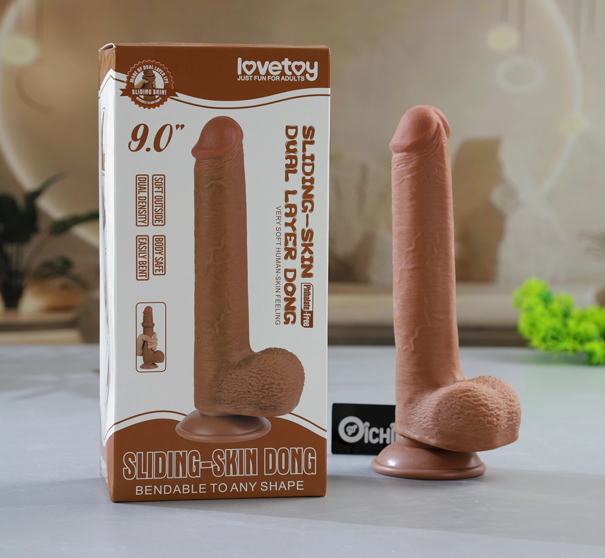 Vỏ hộp Lovetoy Sliding-Skin 9 inch màu nâu cỡ nhỏ