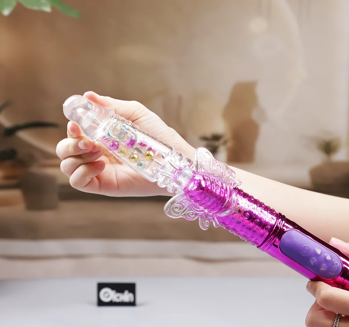 Dương vật giả LIBO rung xoay thụt - chất liệu silicone mềm mại