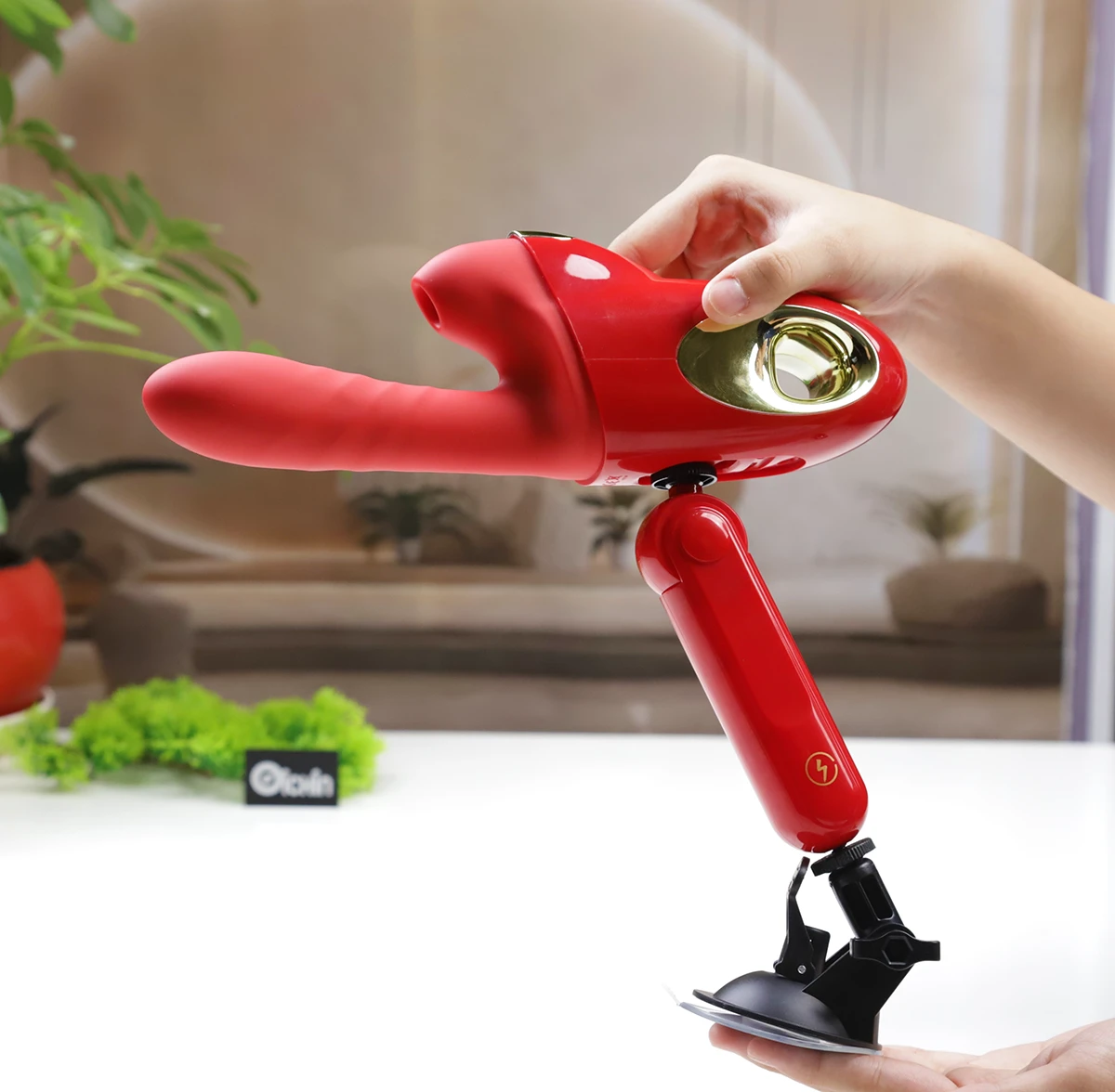 Máy rung Leten Thick Pro màu đỏ điều khiển từ xa cận cảnh