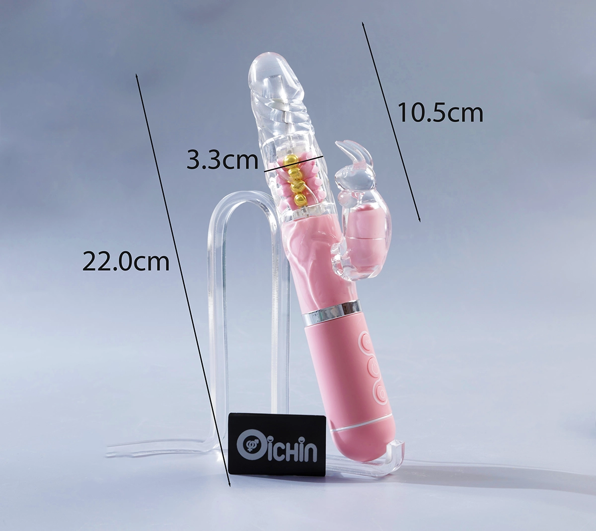 Ảnh thông số kích thước của Pink Rabbit Penis rung xoay
