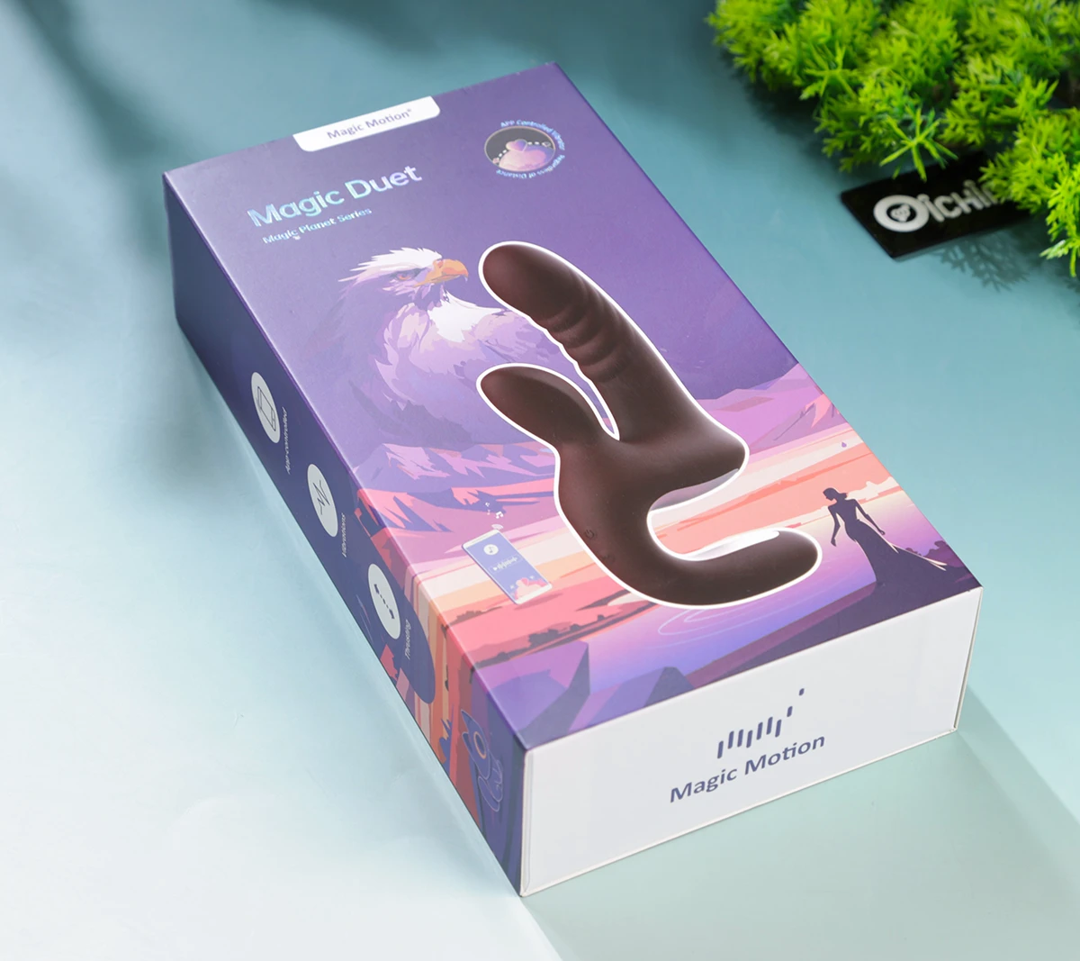 Hộp đóng gói Máy massage kích thích kép Magic Duet màu tím