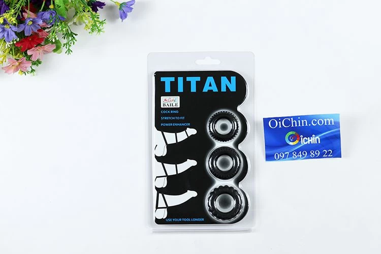 Vòng đeo cu Titan với bộ 3 vào đầu khấc và gốc dương vật
