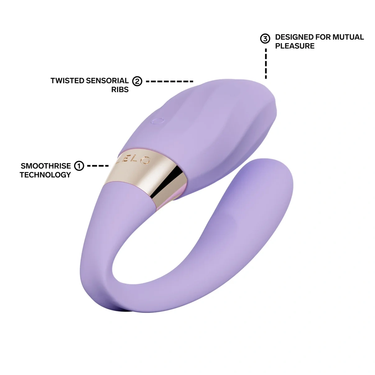 Máy rung Lelo Tiani Twist cặp đôi hiển thị thiết kế sensorial twisted ribs