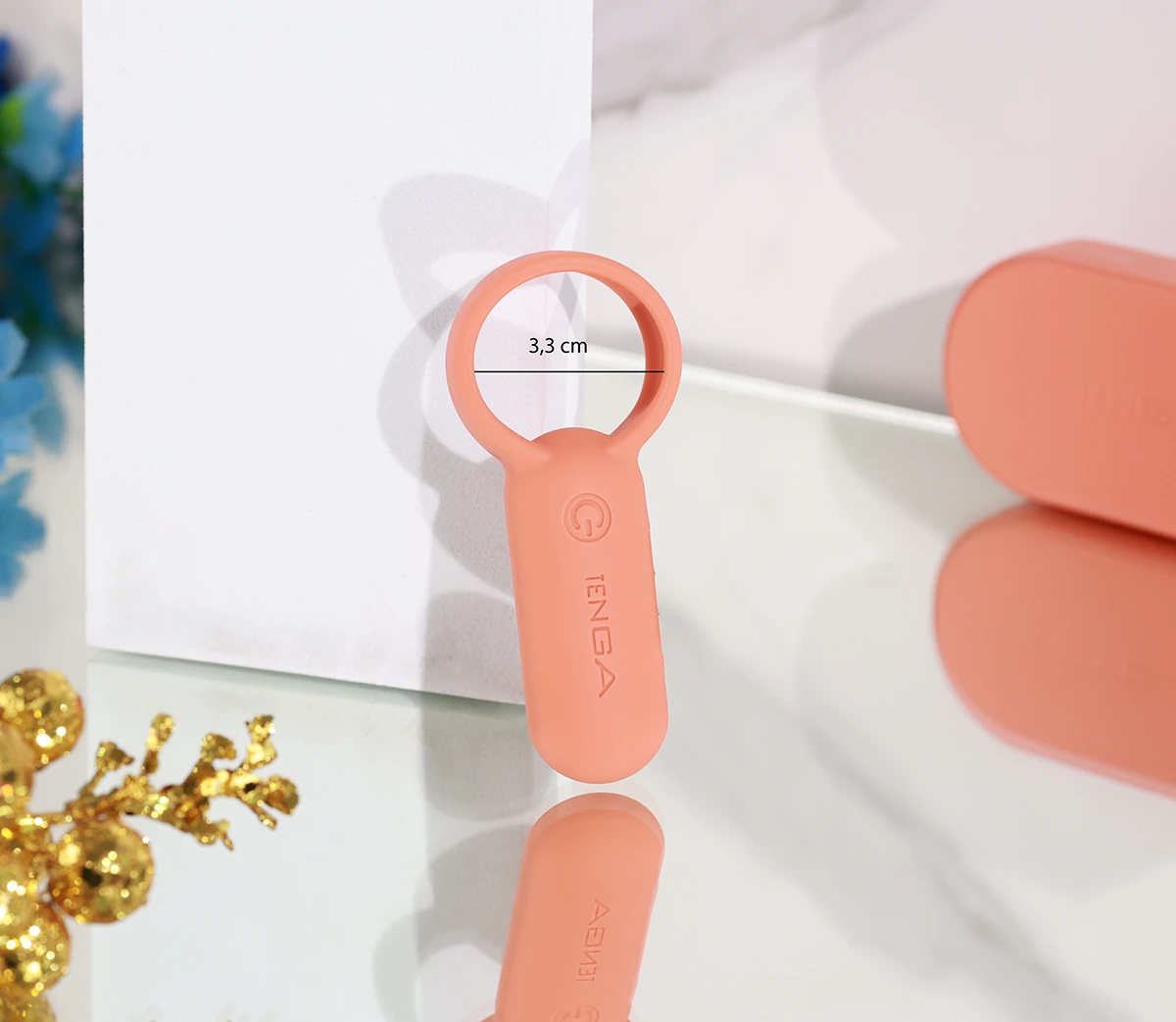 Ảnh thông số kích thước của Tenga PaiRING Couple Vibrator Coral