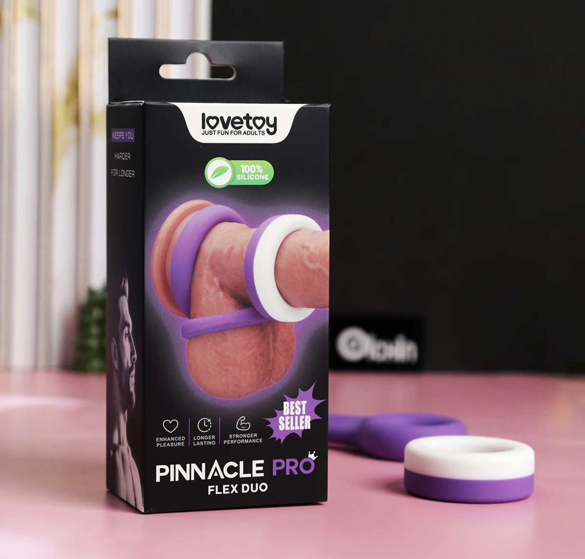Vòng đeo silicon Lovetoy Pinnacle Pro Flex Duo với bao bì đầy đủ