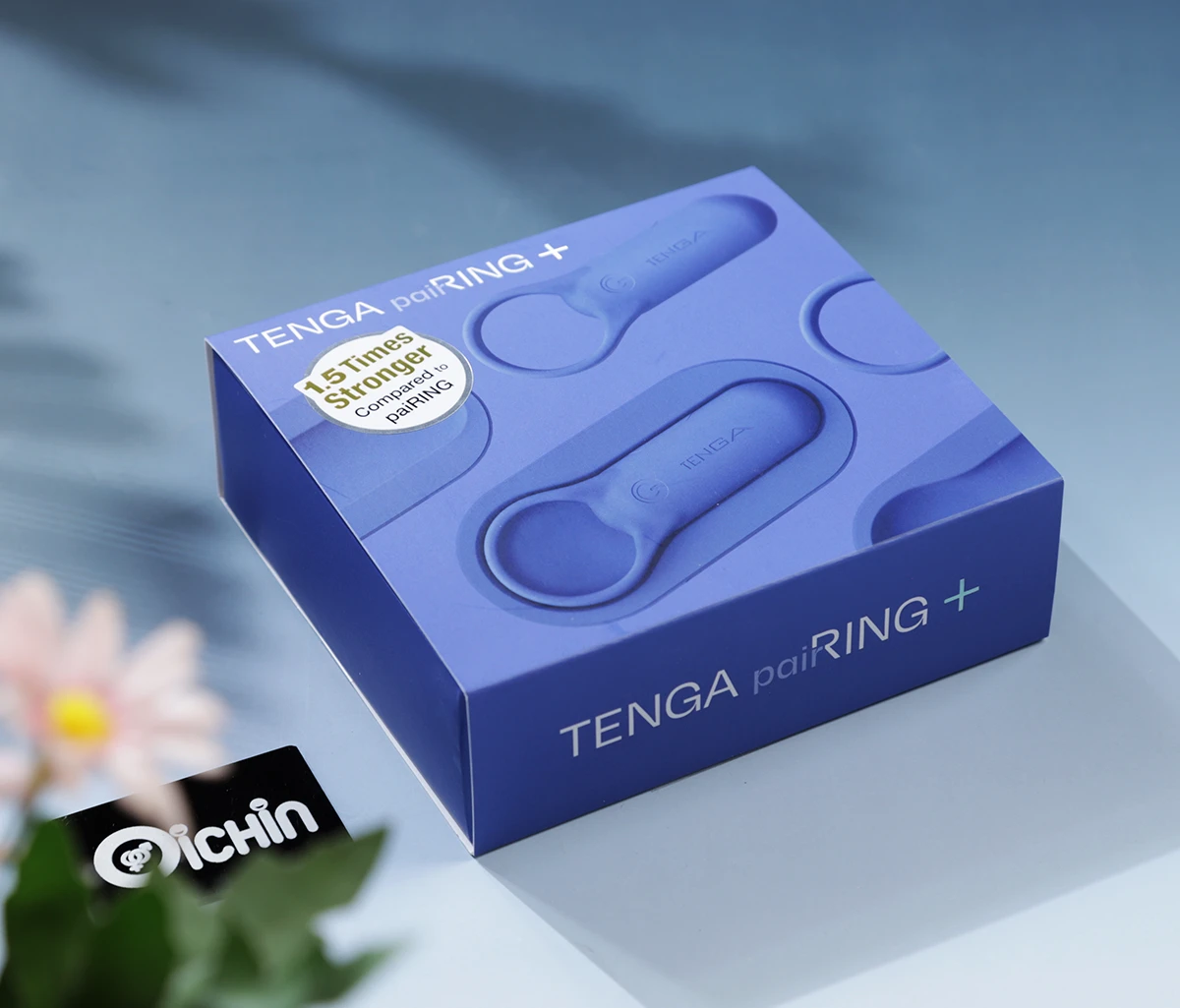 Hộp đóng gói Tenga PaiRing + vòng rung cặp đôi màu xanh