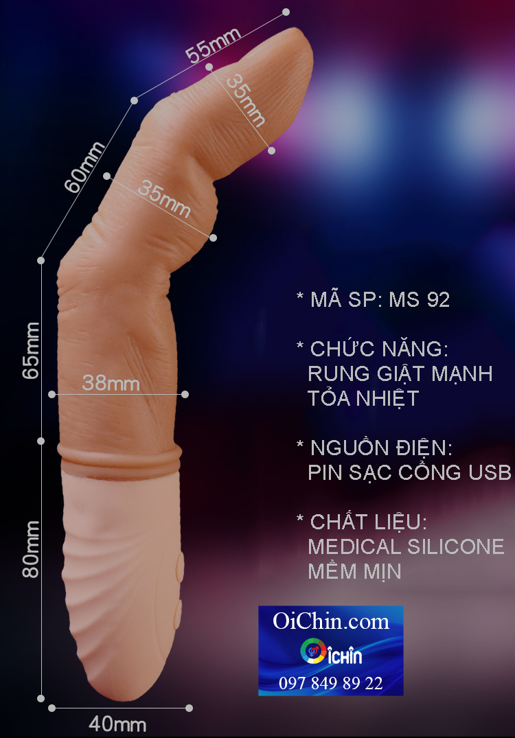 Ảnh thông số kích thước của Ngón tay rung JIUAI